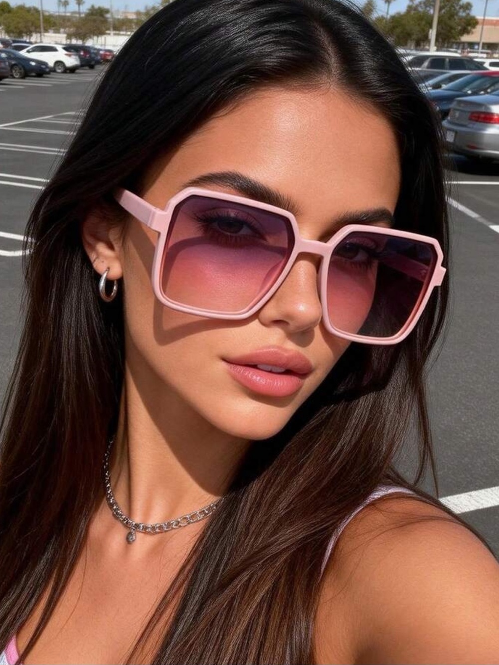 1 Pair Women's Square Frame Futuristic Fashion Glasses, Suitable For Outdoor